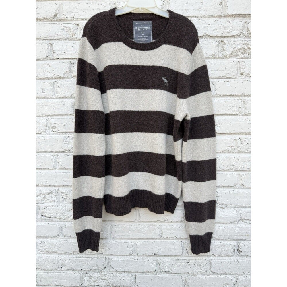 Abercrombie & Fitch Mens Sweater Wool/Cashmere Blend Size XL Brown Crème